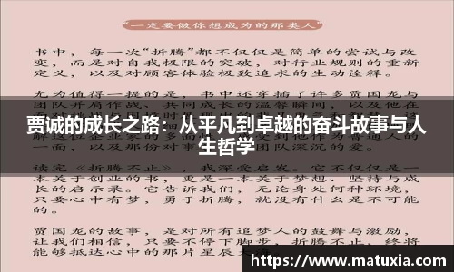 贾诚的成长之路：从平凡到卓越的奋斗故事与人生哲学